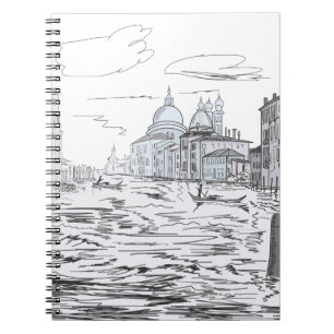 Elegant Venice Black en White Notitieboek