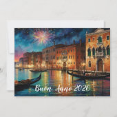 Elegant Venice Fireworks New Year Feestdagenkaart (Voorkant)