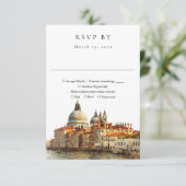 Elegant Venice Skyline Watercolor Wedding RSVP Kaartje (Staand voorkant)