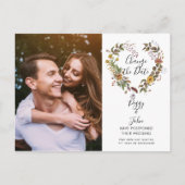 Elegant Verander de datum Uitgestelde foto Floral Aankondigingskaart (Voorkant)