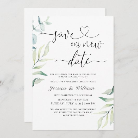 Elegant Verander de Datum Waterverf Modern Kaart (Voorkant / Achterkant)