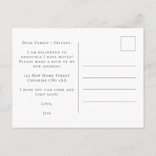 Elegant verandering van adres dat ik heb verplaats aankondigingskaart (Achterkant)