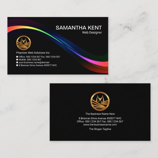 Elegant verbluffend glanzende optische golftechnol visitekaartje (Voorkant / Achterkant)