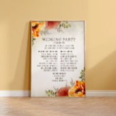 Elegant Verbrand Oranje Bloemen Bruiloftsprogramma Poster