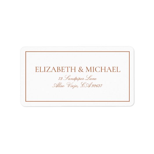 Elegant verbrand Oranje klassiek Script Label (Voorkant)