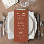 Elegant verbrand Sinaasappel Laten we kalligrafie  Menu<br><div class="desc">Een modern en elegant minimalistisch chique herfst terracotta dinermenu. Wat chic sjabloon ontwerp van verbrande oranje stevige achtergrond en witte typografie kenmerkt. En laten we woorden eten in elegante chique witte kalligrafie. Pak het en maak je huwelijksmenu chique en stijlvol.</div>