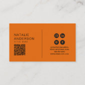 Elegant Verbrand Sinaasappel QR Code Monogram Logo Visitekaartje (Achterkant)