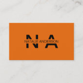 Elegant Verbrand Sinaasappel QR Code Monogram Logo Visitekaartje (Voorkant)