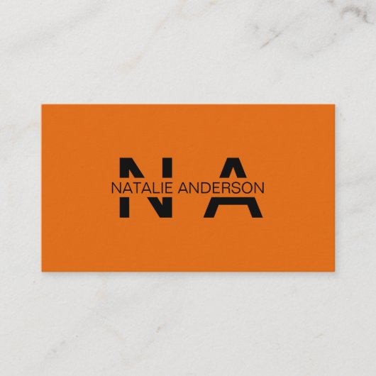 Elegant Verbrand Sinaasappel QR Code Monogram Logo Visitekaartje (Voorkant)