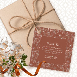 Elegant verbrande Sinaasappel bloemenbruiloft dank Bedankjes Labels