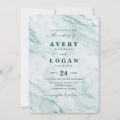 Elegant Verde Green Metallic Marmer Wedding Kaart (Voorkant)