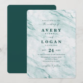 Elegant Verde Green Metallic Marmer Wedding Kaart (Voorkant / Achterkant)