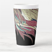 Elegant veren blad abstract zwart blauwgroen goud  latte mok (Voorkant)