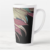 Elegant veren blad abstract zwart blauwgroen goud  latte mok (Rechts)