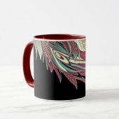 Elegant veren blad abstract zwart blauwgroen goud  mok (Voorkant links)