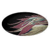 Elegant veren blad abstract zwart blauwgroen goud snijplank (Hoek)