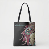 Elegant veren blad abstract zwart blauwgroen goud  tote bag (Voorkant)