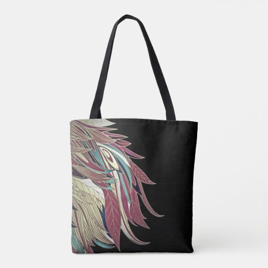 Elegant veren blad abstract zwart blauwgroen goud  tote bag (Achterkant)
