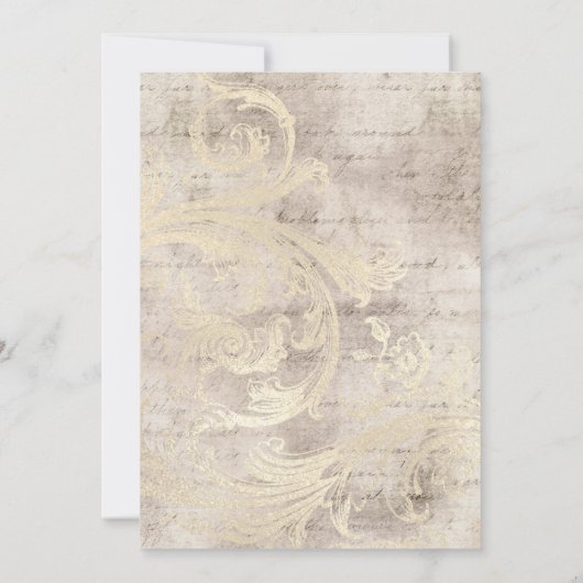 Elegant  verergerd ivoren huwelijk kaart (Achterkant)