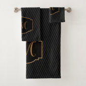 Elegant, verfijnd gestreept monogram bad handdoek (Insitu)