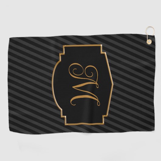 Elegant, verfijnd gestreept monogram golfhanddoek (Horizontaal)