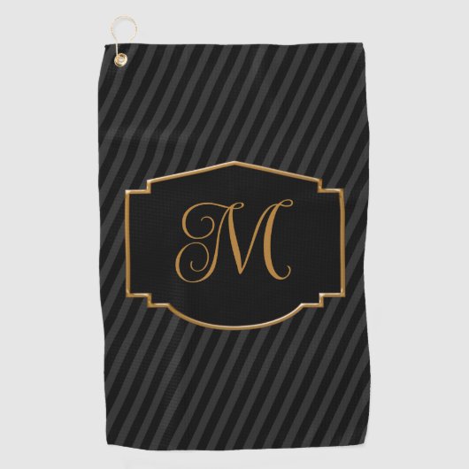 Elegant, verfijnd gestreept monogram golfhanddoek (Voorkant)