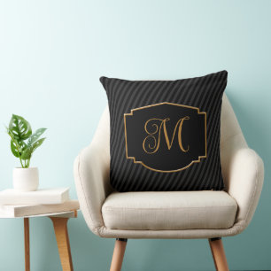 Elegant, verfijnd gestreept monogram kussen