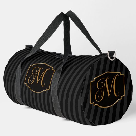 Elegant, verfijnd gestreept monogram plunjezak (Linkerhoek)
