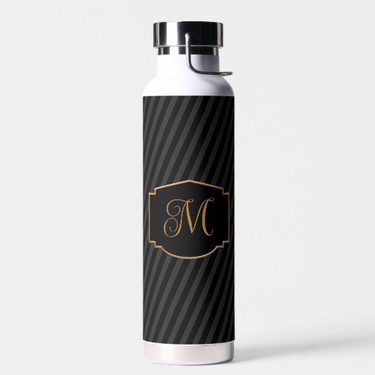 Elegant, verfijnd gestreept monogram waterfles (Links)