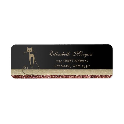 Elegant verfijnd glamoureuze kat adreslabel etiket (Voorkant)