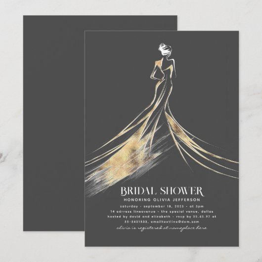 Elegant verfijnd goud en grijs Vrijgezellenfeest Kaart (Voorkant / Achterkant)