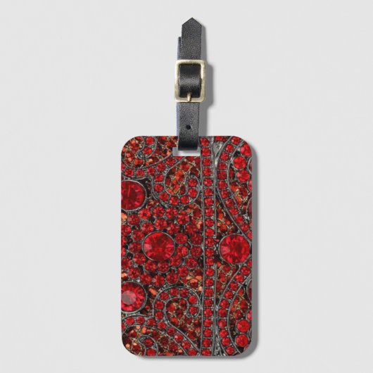 elegant verfijnd goud ruby red burgundy bagagelabel (Voorkant (verticaal))