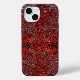 elegant verfijnd goud ruby red burgundy iPhone 15 case