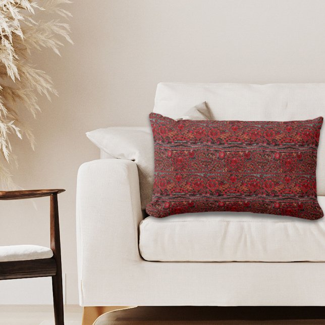 elegant verfijnd goud ruby red burgundy kussen (elegant sophisticated gold ruby red burgundy lumbar pillow)