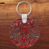 elegant verfijnd goud ruby red burgundy sleutelhanger (Voorkant)