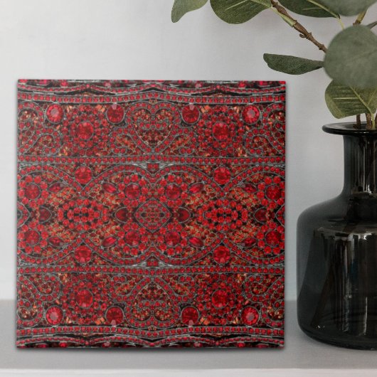 elegant verfijnd goud ruby red burgundy tegeltje