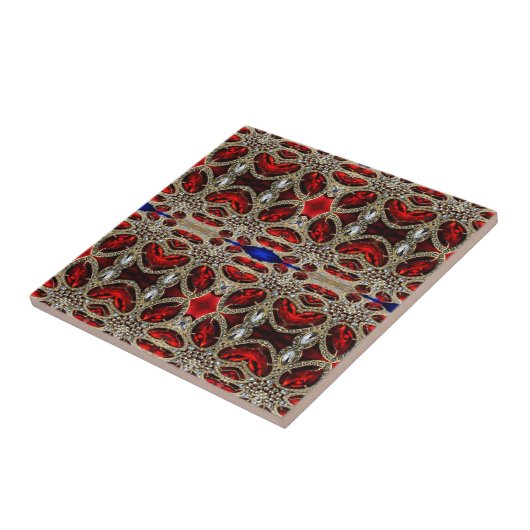 elegant verfijnd goud ruby red burgundy tegeltje (Zijkant)