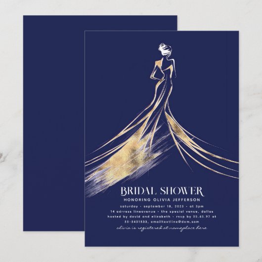 Elegant verfijnd marineblauw Vrijgezellenfeest Kaart (Voorkant / Achterkant)