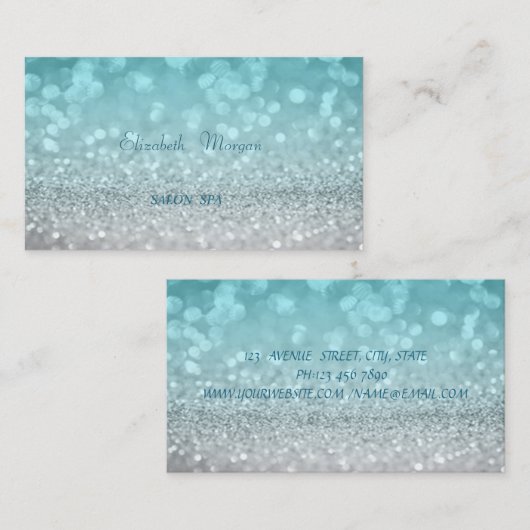 Elegant verfijnd modern modern blauw glitter Bokeh Visitekaartje (Voorkant / Achterkant)