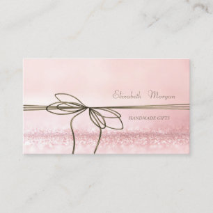 Elegant verfijnd, modern, roze glittery, Bow Visitekaartje