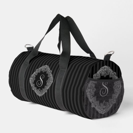 Elegant, verfijnd pin gestreepte monogram plunjezak (Rechterhoek)