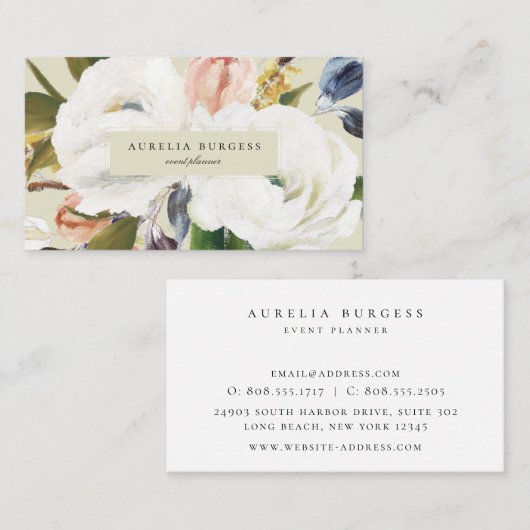Elegant verfijnde botanische flora visitekaartje (Voorkant / Achterkant)