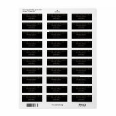 Elegant verfijnde zwarte adres etiket (Full Sheet)