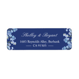 Elegant vergeet me Nots Floral Royal Navy Blue Etiket
