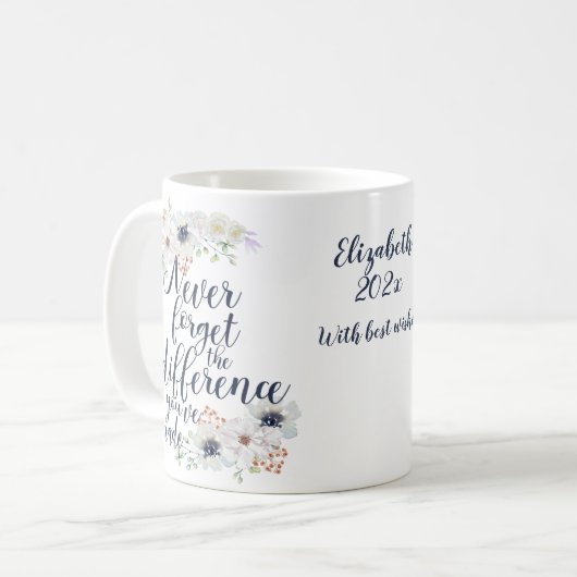Elegant vergeet nooit het verschil in bloemenprach koffiemok (Voorkant links)