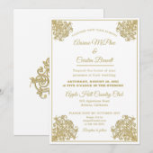 Elegant verguld bruiloft kaart (Voorkant / Achterkant)