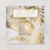 Elegant Verguld Goud Monstera Bruiloft QR Code RSV Informatiekaartje (Voorkant)