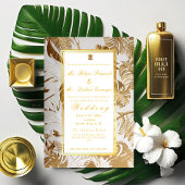 Elegant verguld goud Monstera Folie uitnodiging