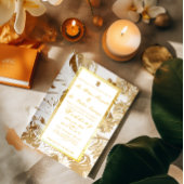 Elegant verguld goud Monstera Folie uitnodiging