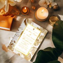 Elegant verguld goud Monstera Folie uitnodiging